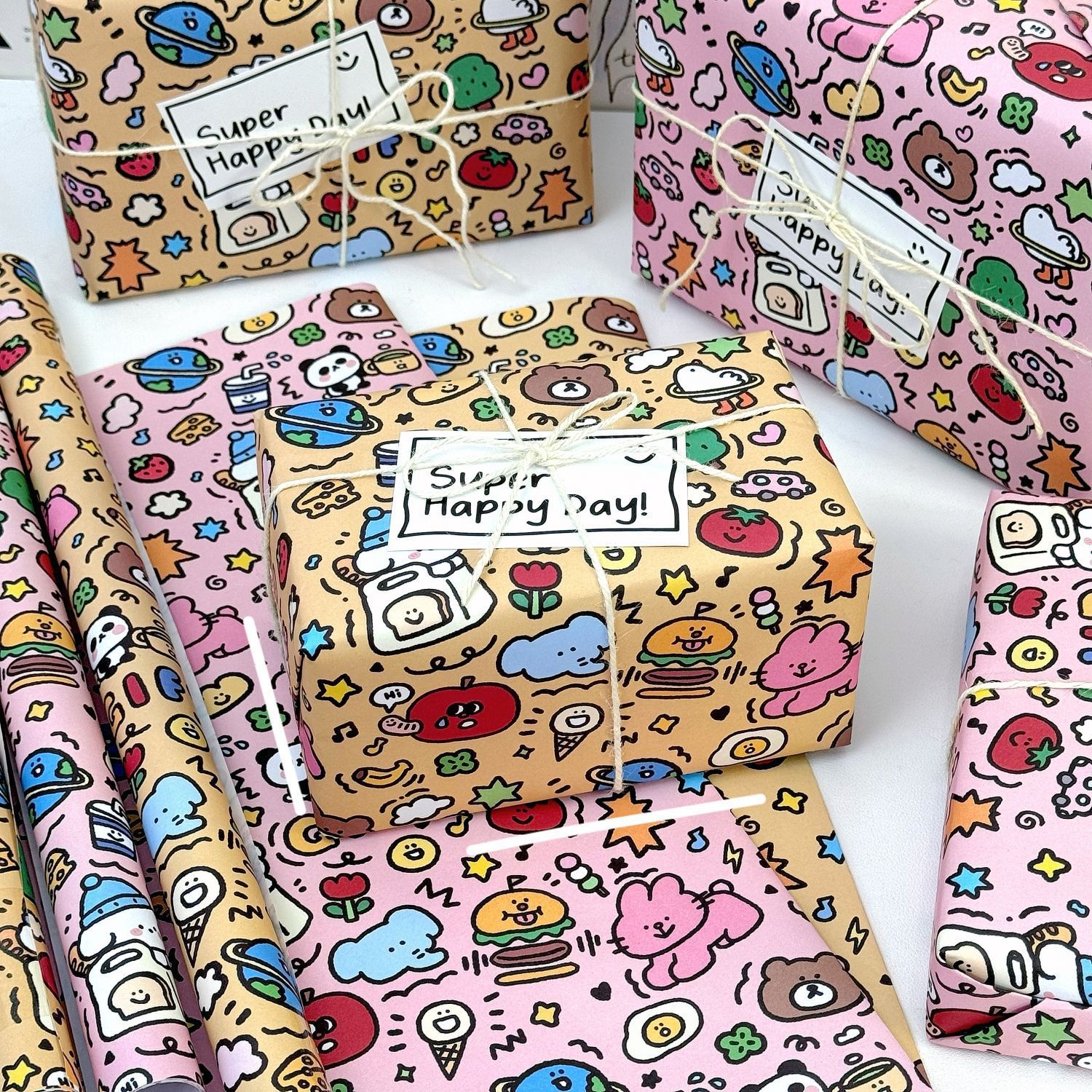 Lindo papel de regalo de graffiti Navidad hoja grande ins dibujos animados regalo de cumpleaños embalaje caja de regalo bolsa de regalo papel de libro