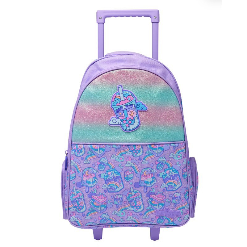Cadena dedicada mochila escolar australiana smiggle trolley mochila escolar de remolcador de dibujos animados de gran capacidad mochila para estudiantes de primaria y secundaria