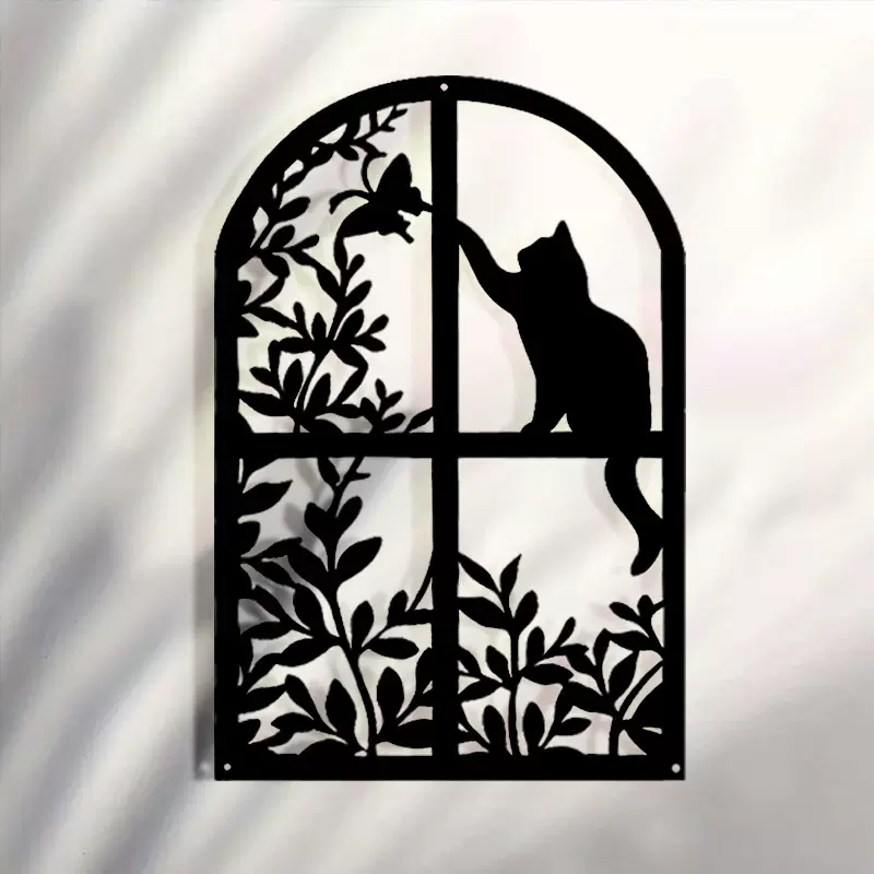 跨境创意金属猫意境 轮廓黑色装饰品 铁艺室内墙壁装饰壁挂