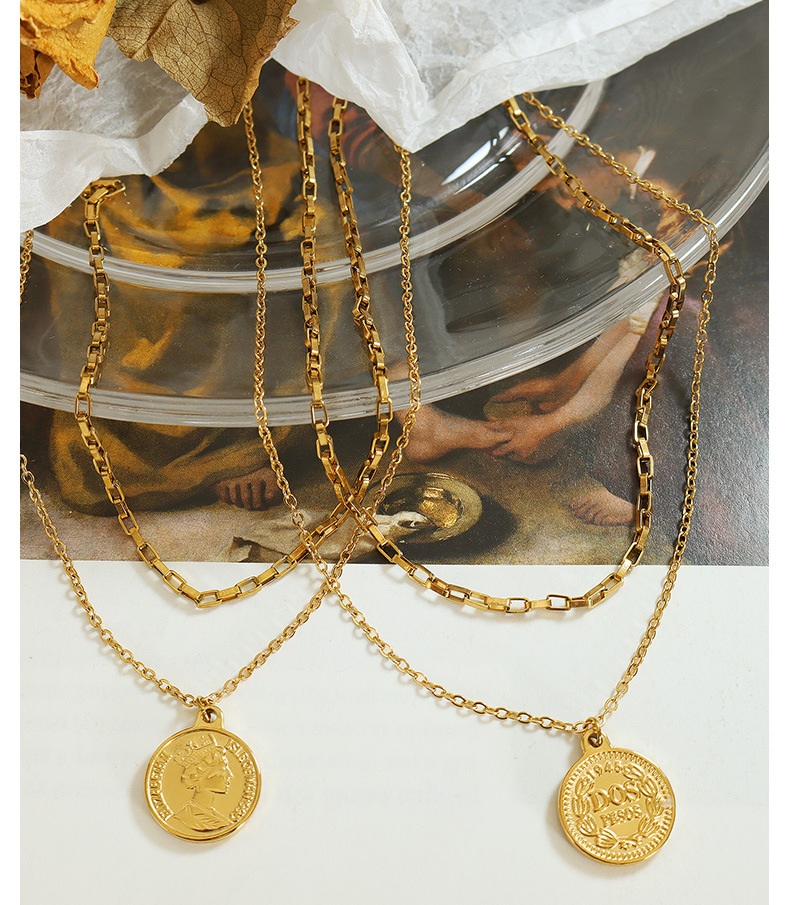 Fashion Round Titanium Steel Layered Necklaces Plating Stainless Steel Necklaces_colorza_4