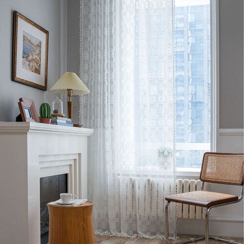 Yimanqiyun Rose Crochet Curtains Translucent American Countryside Hollow Pastoral Living Room Balcony Bedroom Bay Window Literature and Art