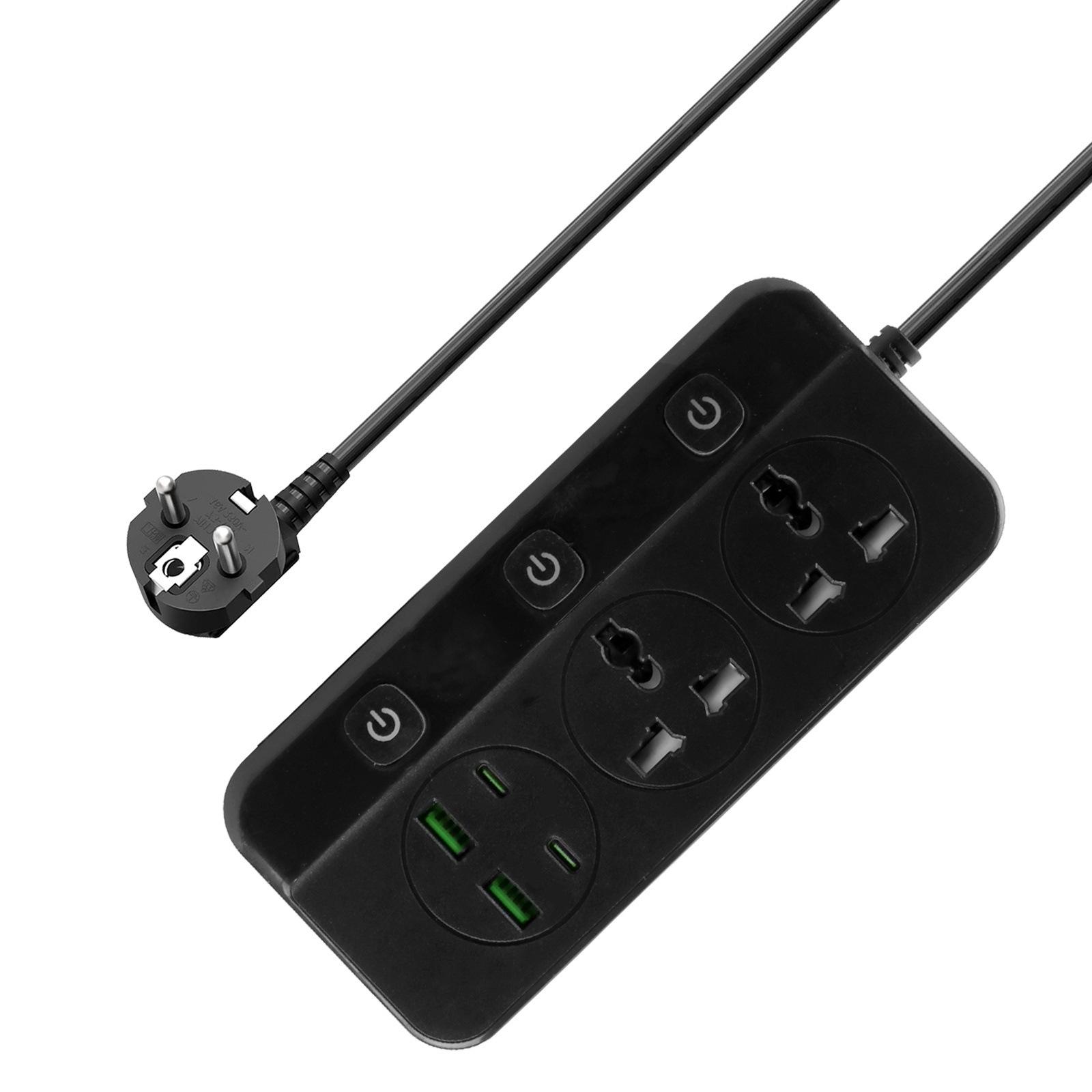 万能孔插座办公家用插线板工厂批发2位3位4位带USBType-c多功能插