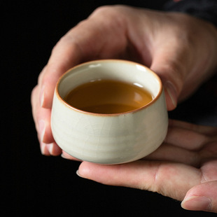 Ru kiln master cup tea ceremony tea set ceramic single tea bowl kung fu tea cup small tea cup tea cup personal dedicated Cup