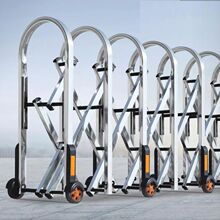 不锈钢手动伸缩门移动推拉门铝合金路障幼儿园隔离围栏工厂折叠门