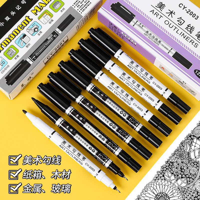 Gran capacidad de arte pluma gancho negro bosquejo pintura al óleo pluma de dibujo de secado rápido pintura sin decoloración pluma marcador