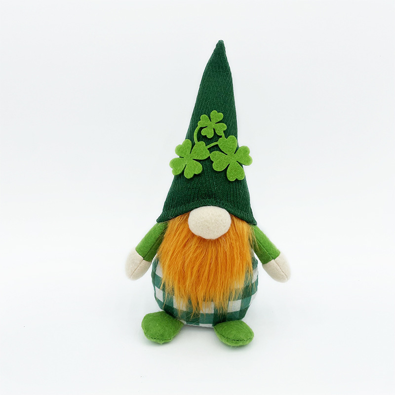 Nuevo transfronterizo irlandés Día de San Patricio de hoja verde decoraciones del Festival de la muñeca sin rostro adornos esencia del piso del trébol