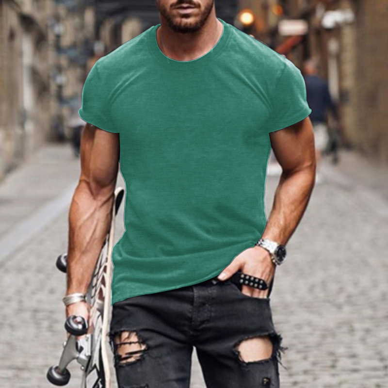 Men's Solid Color Simple Style Round Neck Short Sleeve Regular Fit Men's T-shirt display picture 9