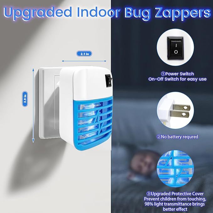 Lámpara doméstica automática de mosquitos pequeño tipo enchufable mosquitos repelente mosquitos choque eléctrico mosquitos una luz de barrido led ultravioleta