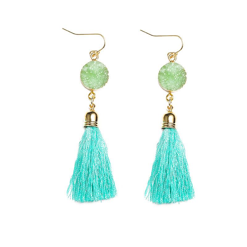 Fashion Resin Round Multicolor Tassel Earrings Wholesale Nihaojewelry display picture 6