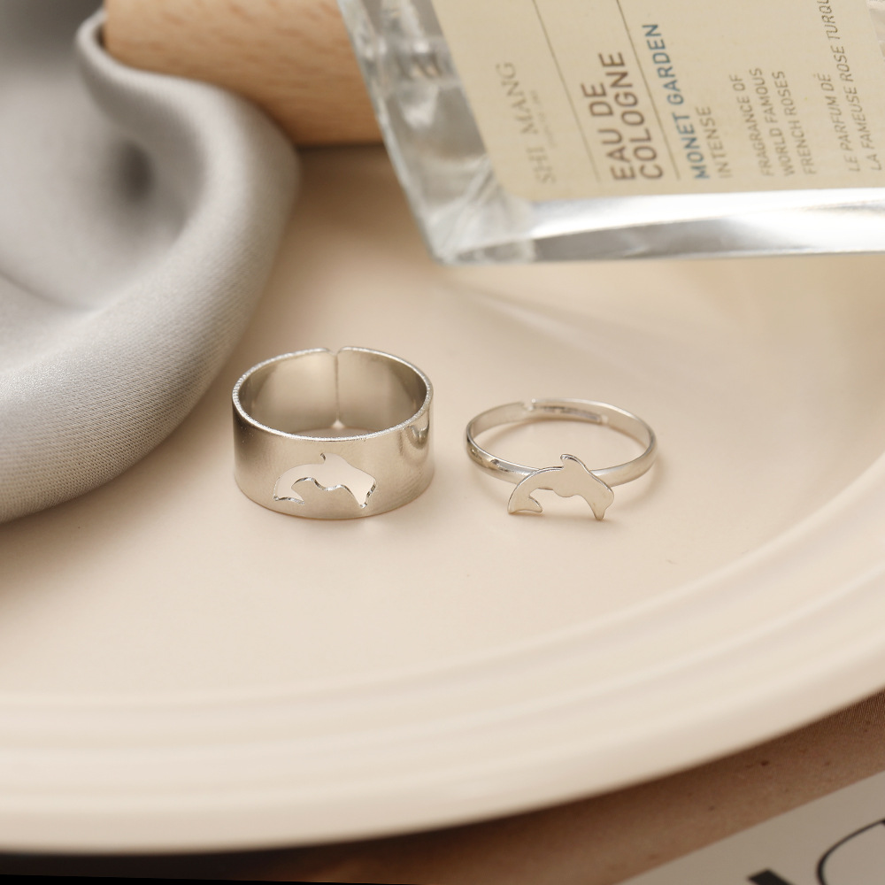 wholesale jewelry butterfly heart dolphin star ring 2-piece set Nihaojewelry