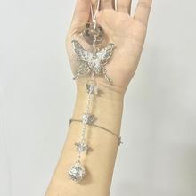 【银翼蝶】百无禁忌宫铃手机链挂件书包挂链银碟平安扣咕本链蝴蝶