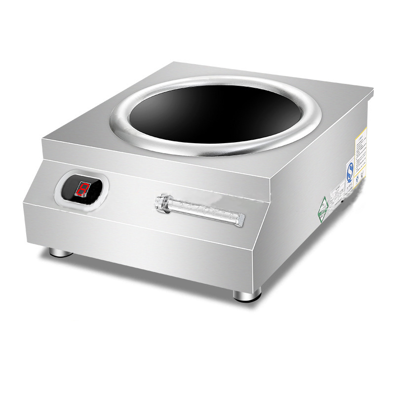 Cocina de Inducción Comercial de 5000W, Estufa Multifuncional de Alta Potencia para Restaurantes, Estufa de Fuego Fuerte para Saltear en Restaurantes, Superficie Cóncava