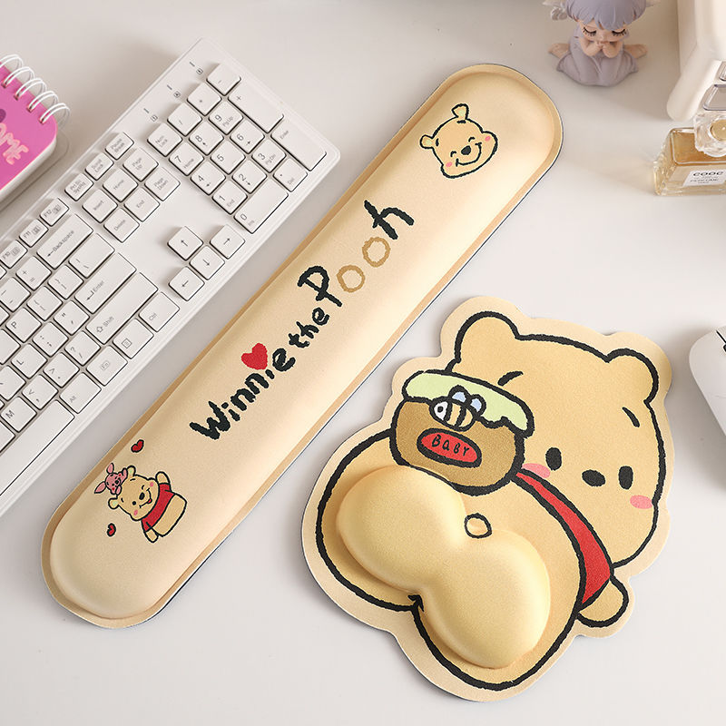 노란색 곰 마우스 패드 + 키보드 홀더/2 개