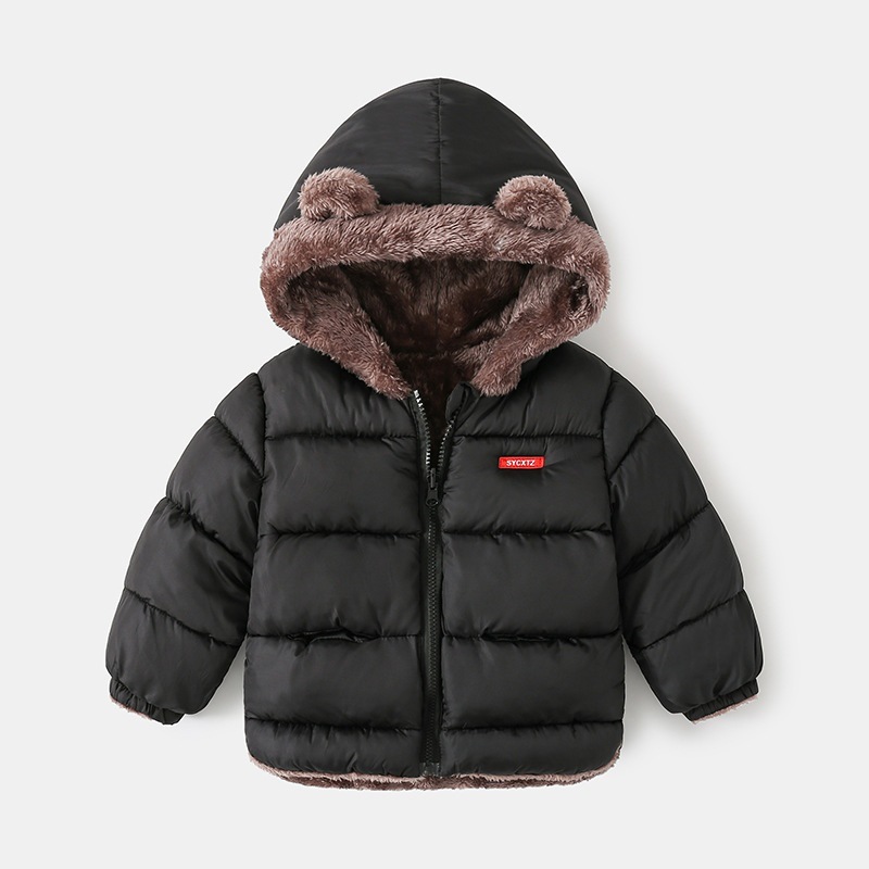 Ropa acolchada de algodón para niños engrosada de moda de invierno ropa acolchada de algodón para niños con capucha casual ropa acolchada de algodón para niños monocromo cálido cuello redondo ropa acolchada de algodón