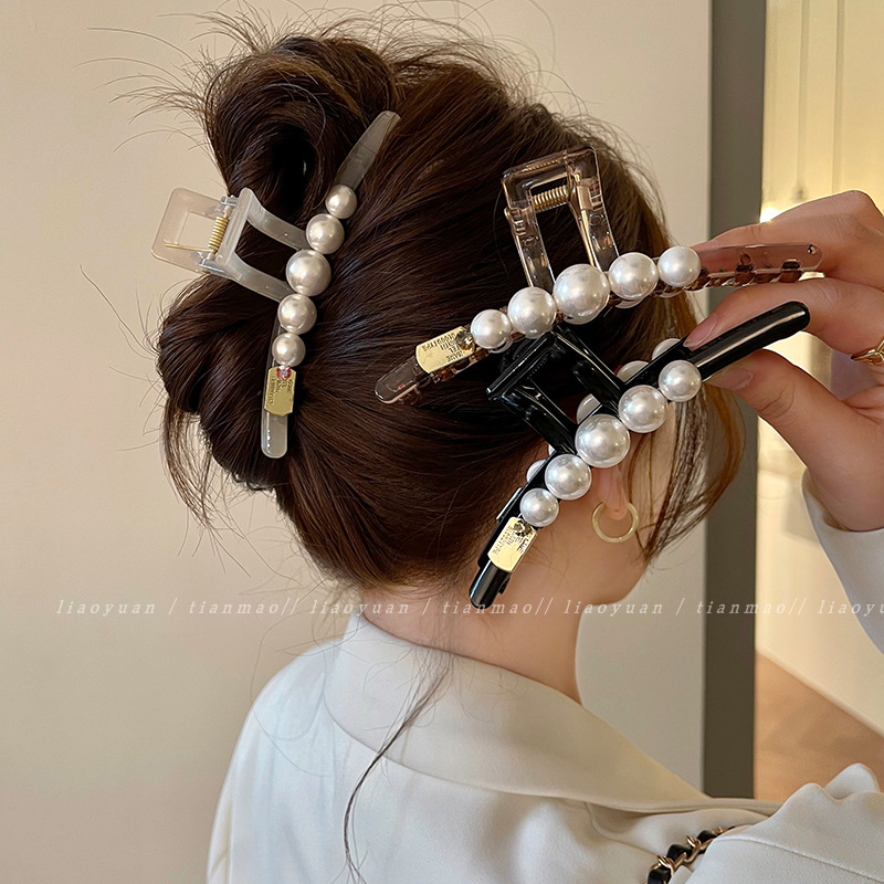 Clip de captura de acrílico 2025 nuevo clip de tiburón simple grande de alta gama, horquilla de pelo en la parte posterior de la cabeza, tocado de verano