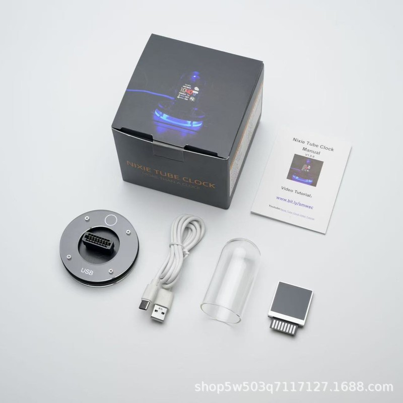 爆款跨境专供拟辉光管时钟翻页天气智能比特币液晶显示屏桌面摆件|undefined