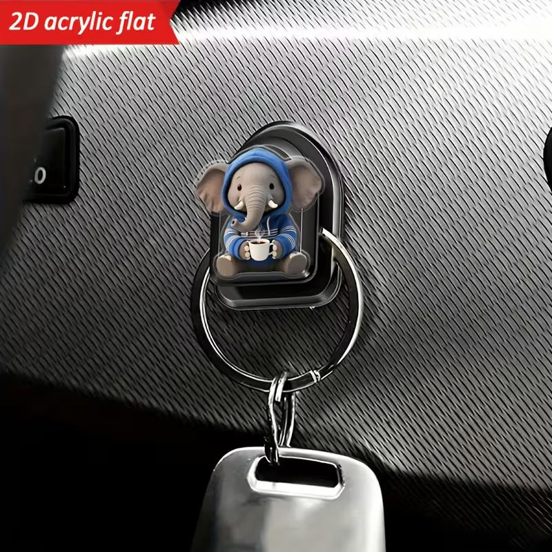 Cross-Border Acrylic 2D Flat Sweatshirt with Elephant Drinking Coffee Pattern, Multifunctional Adhesive Car Storage Cross-Border Acrylic 2D Flat Sweatshirt with Elephant Drinking Coffee Pattern, Multifunctional Adhesive Car Storage