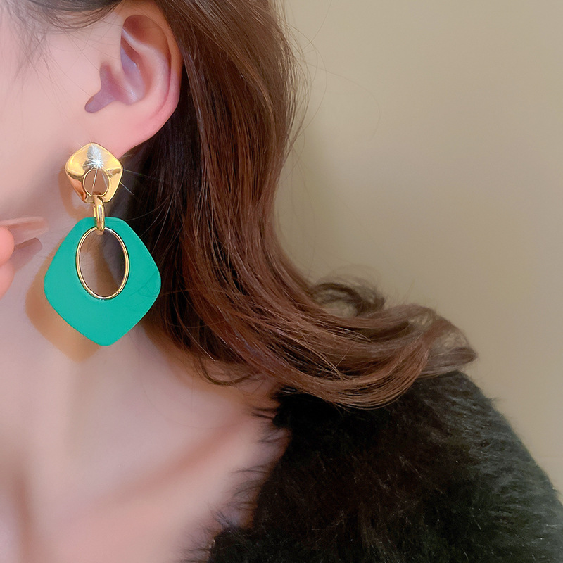 Fashion Geometric Arylic Copper Plating Drop Earrings 1 Pair