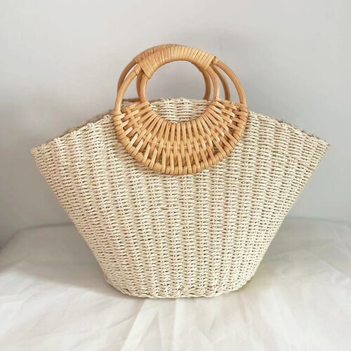  new portable straw woven bag, simple forest woven women's bag, vacation bag, versatile fashionable bag
