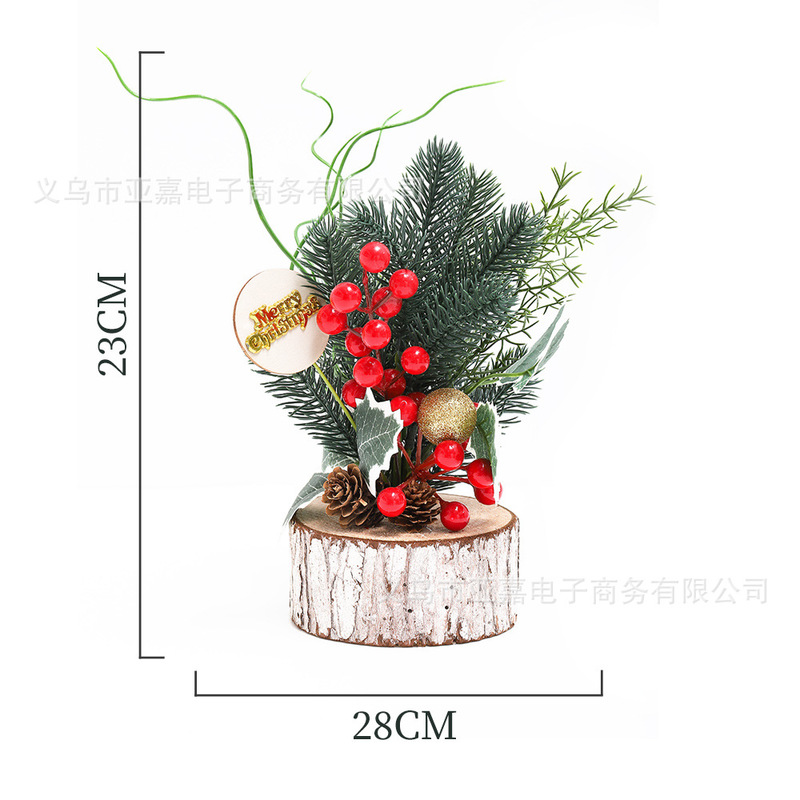 新款圣诞节摆件实木圣诞树桌面装饰品 家居桌面摆设场景布置道具|undefined