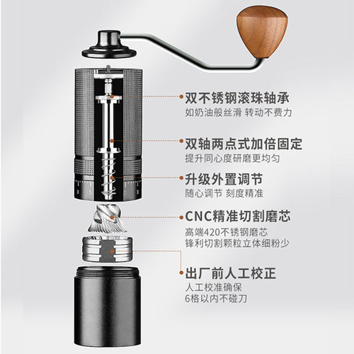 Externally adjustable hand grinder steel core seven-star household coffee grinder outdoor portable coffee grinder cross-border