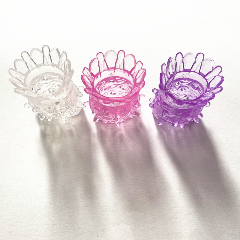 Pineapple Crystal Spike Delay Ring, Textured TPE Couples Ring, Purple — detail image 6