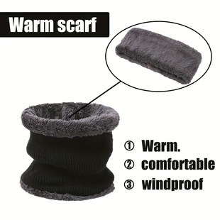 Autumn and Winter Warm Knitted Hat Men's Fashion Fleece-Lined Neck Protector Two-Piece Suit Thickeneded Cycling Ear Protection Woolen Hat