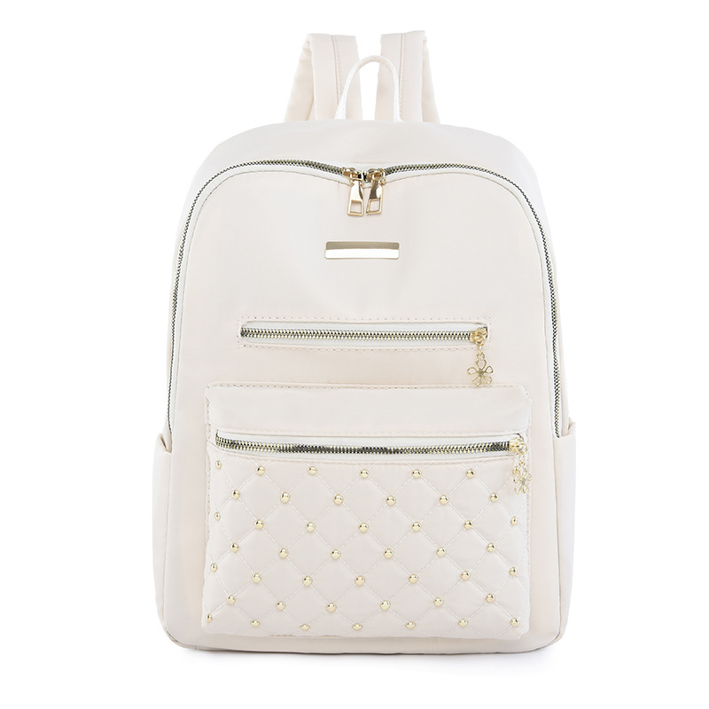 2023 nueva mochila de tela Oxford para mujer coreana, bordado de rombos de moda, mochila para computadora de gran capacidad, bolso para estudiantes