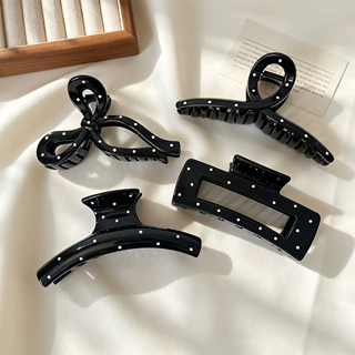 清新少女感甜美波点抓夹小众个性发夹高级感时尚百搭盘发抓鲨鱼夹