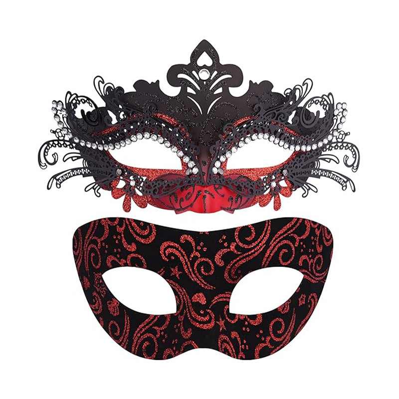 Amazon máscaras de baile de Halloween máscaras parejas máscaras disfraz de mitad cara máscara de carnaval