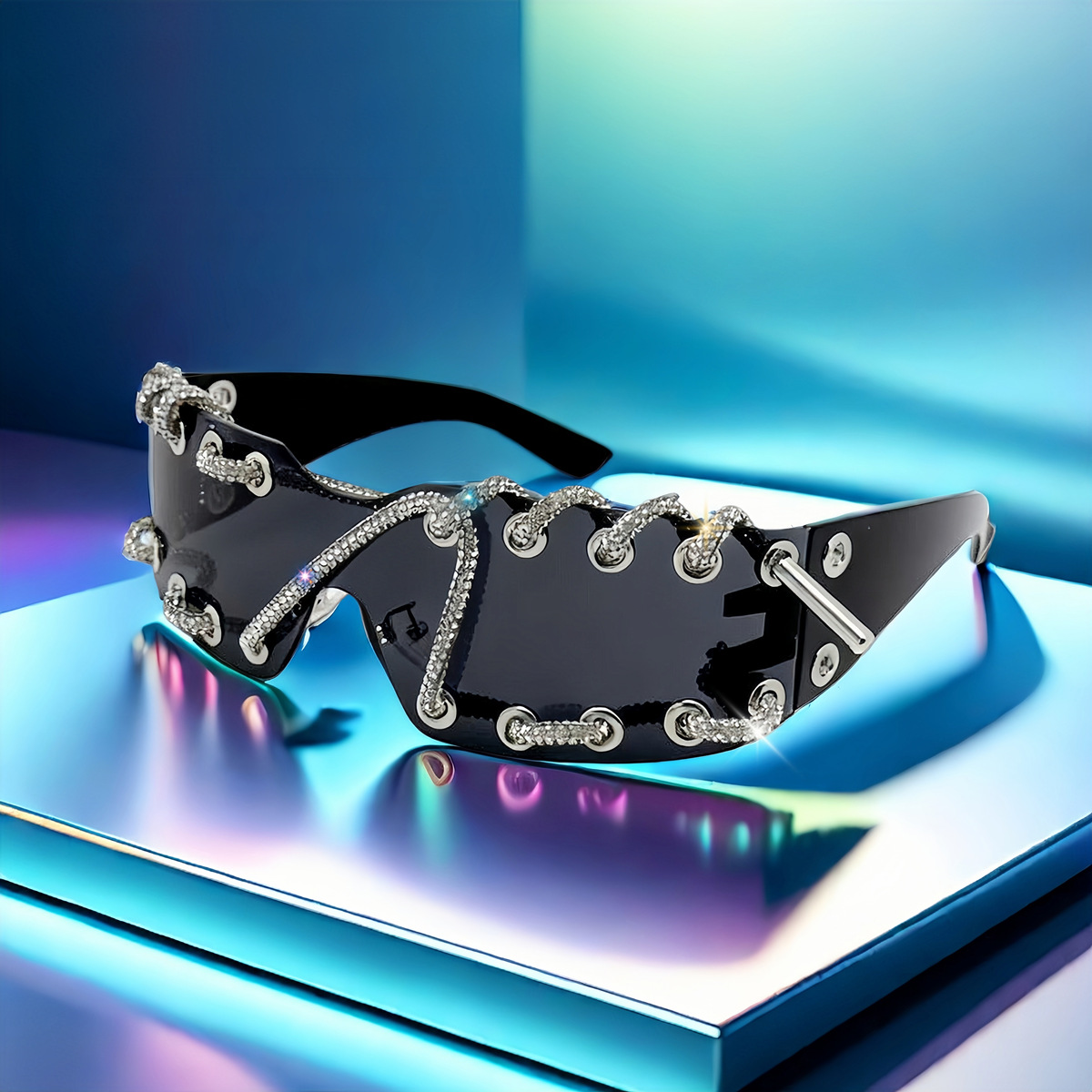 Cyberpunk Y2k Frameless Punk Sunglasses With Metal Rivet Details_voghion.com