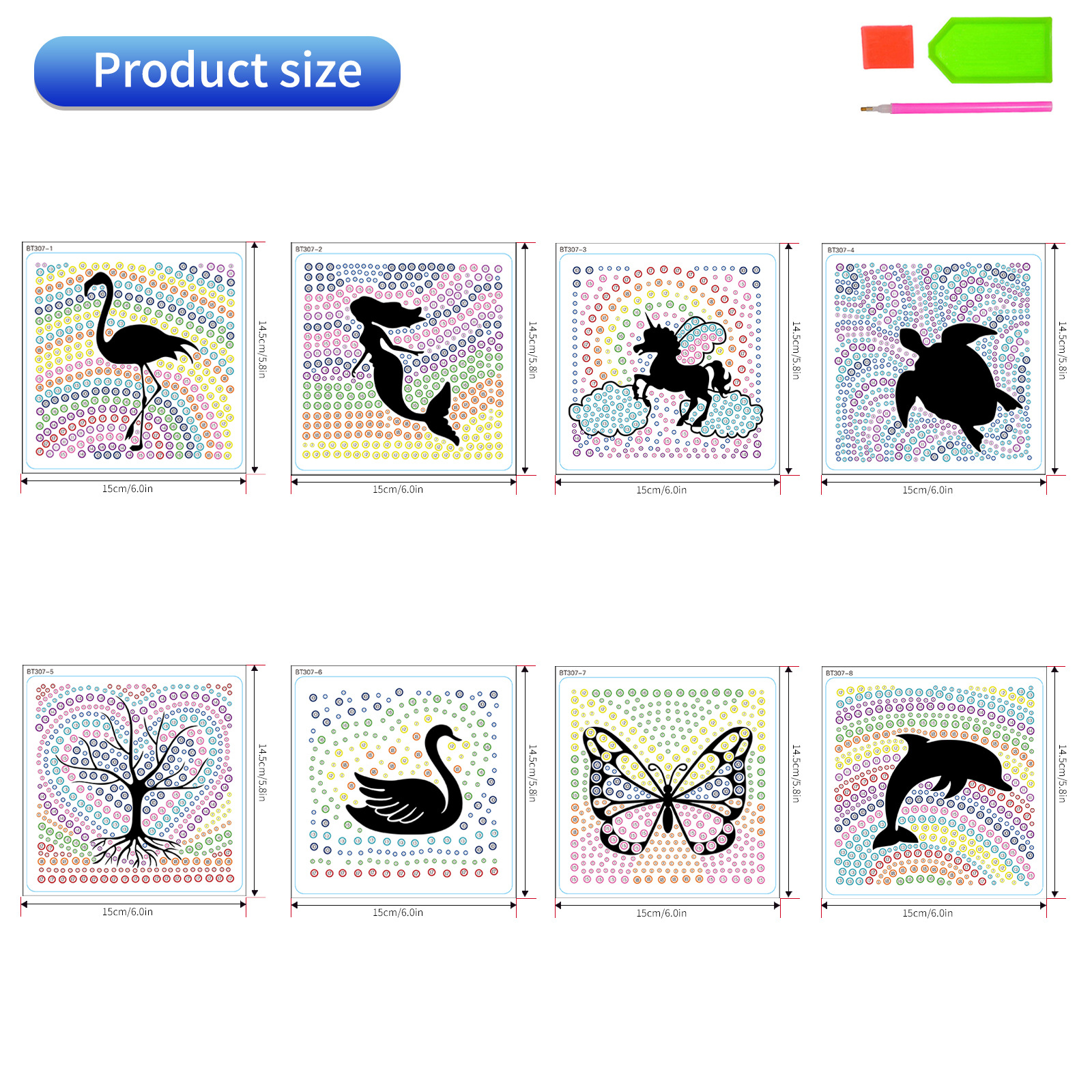 Venta caliente sirena pintura de diamantes pegatinas al azar pintura de mampostería de bricolaje pegatinas hechas a mano para niños dibujos animados cristal transparente diamante brillante