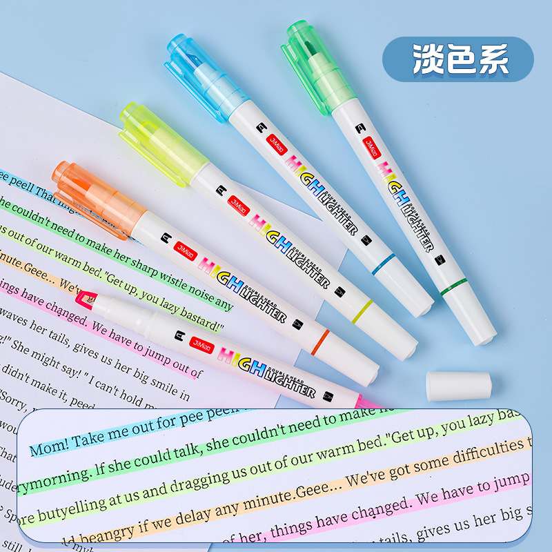 Nueva ventana pluma fluorescente Diario del estudiante pluma de marcado cabeza de la pluma de cristal pluma fluorescente de doble cabeza de alta apariencia papelería