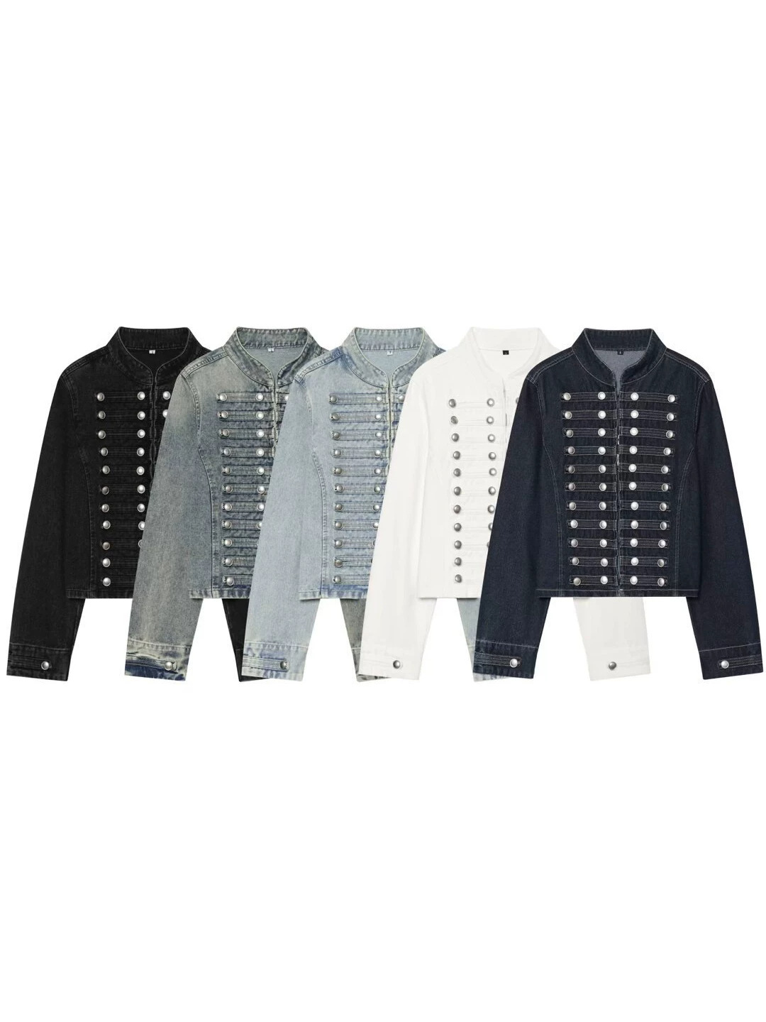 Qadın uzunqol dar denim ceket, Napoleon yaxalı