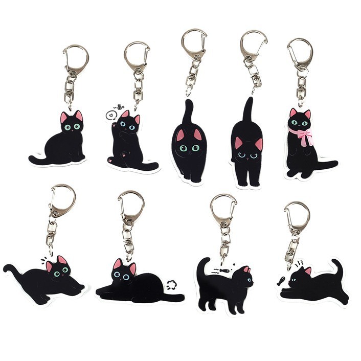 アニメ猫アクリルキーホルダーかわいい黒猫ペンダント国潮タヌキ猫キーホルダーかばんストラップ|undefined
