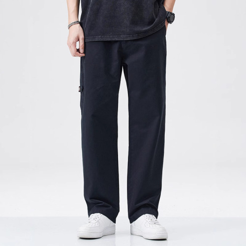 Japanese-style pure cotton straight-leg casual pants for men, summer trend brand versatile wide-leg work pants with a relaxed straight-leg vibe