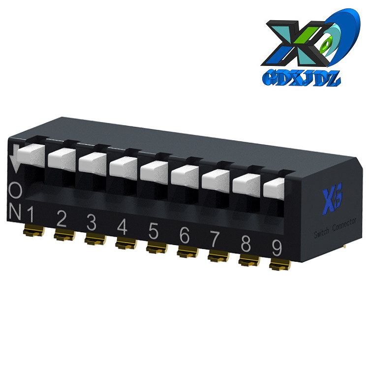 侧贴9位拨动开关9档 贴片九位拨码开关9位  9位拨码开关间距2.54