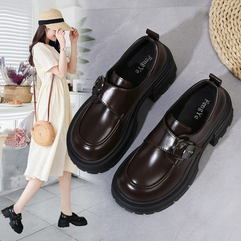 Женские британские лоферы на толстой подошве с массивным каблуком, черные, весна 2025, новые.