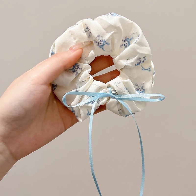 Corbata de pelo de intestino de lunares de crema grande coreana, gomas de goma de cola de caballo suaves para mujer, accesorios para el cabello de bola, accesorios para el cabello, cuerda para la cabeza