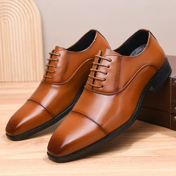Autumn Three Joint Leather Shoes Men's Cross-border Breathable Business Dress Men's Shoes Youth All-match Wedding Shoes British Oxford Shoes
