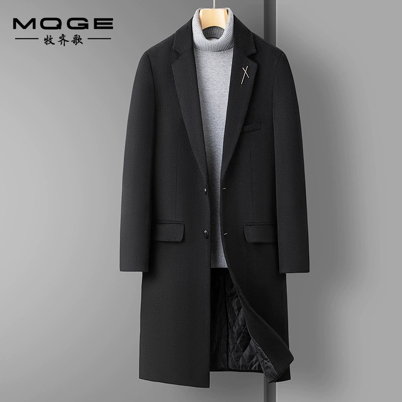 Осеннее и зимнее новое мужское шерстяное пальто деловое повседневное длинное колено и хлопок утолщенные шерстяные пальто мужское пальто