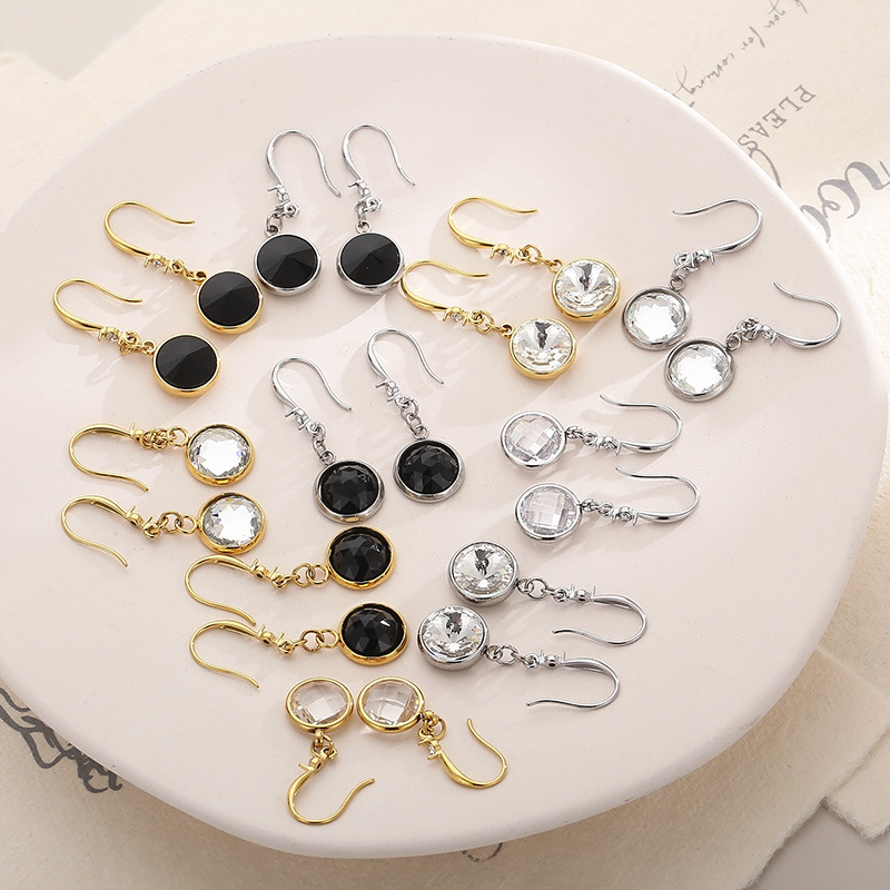 6g Weight 0.03µm-0.05µm Gold Plating Thickness PVD Coated 18K Gold Plated Round Stainless Steel Sweet Waterproof Non Tarnish Drop Earrings