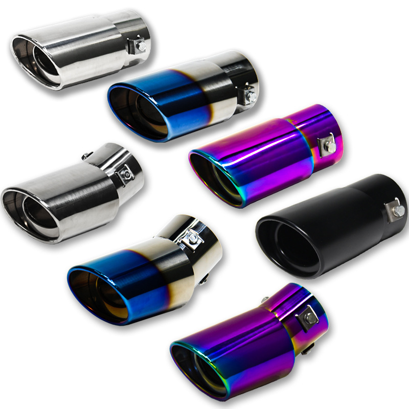 Cross-Border Wholesale Car Tail Throat Baked Blue Tail Pipe Decoration Parts Large Straight Stainless Steel Car Exhaust Pipe Muffler Cross-Border Wholesale Car Tail Throat Baked Blue Tail Pipe Decoration Parts Large Straight Stainless Steel Car Exhaust Pipe Muffler