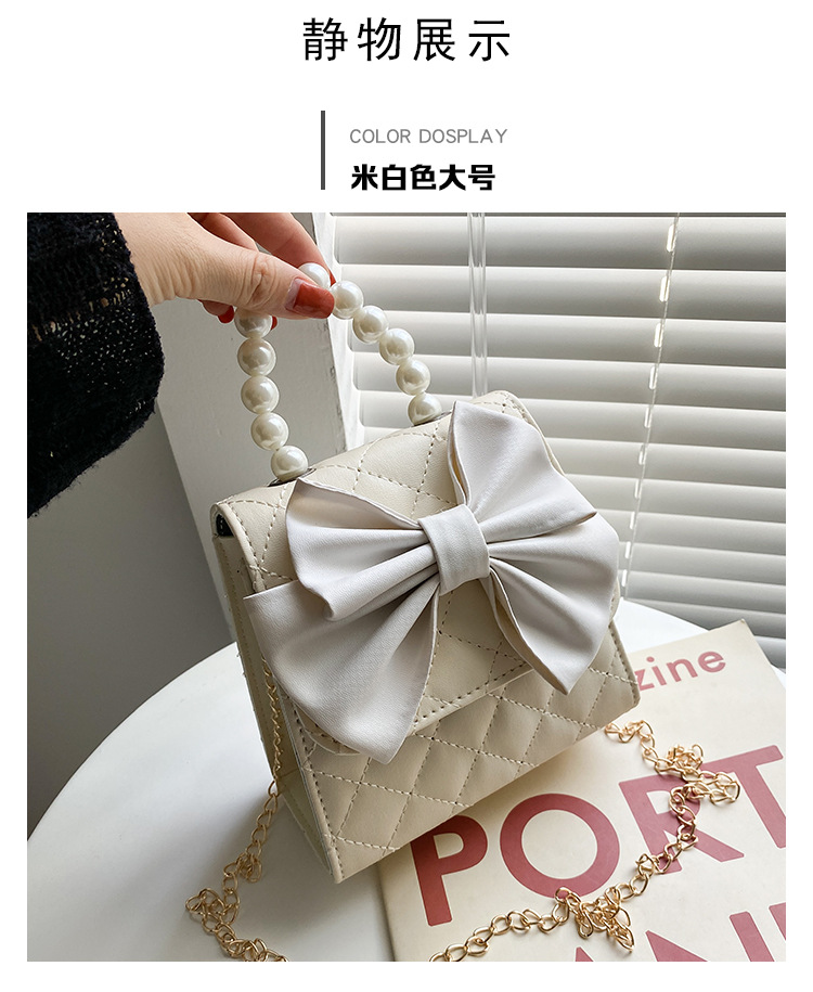 Nihaojewelry Retro Rhombus Chain Bow Pearl Messenger Handbag Wholesale display picture 8