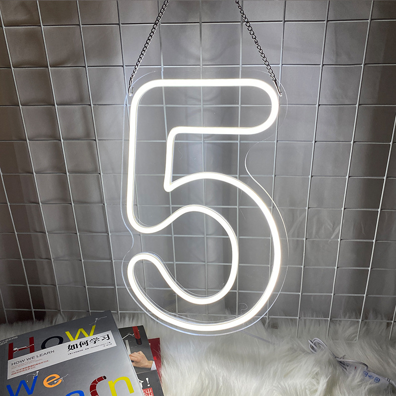 LED luminoso neón luz de modelado digital fiesta de cumpleaños decoración de lámparas de fiestas habitaciones pared LED atmósfera luz