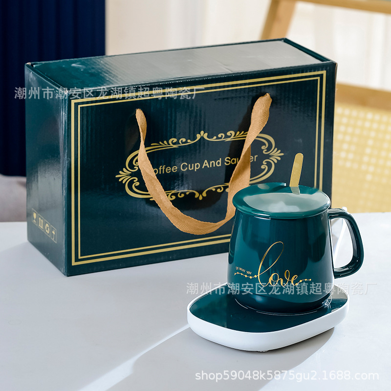 Taza de cerámica regalo de alta apariencia Calefacción Automática 55 grados taza de temperatura constante taza caliente logotipo impreso para la entrega