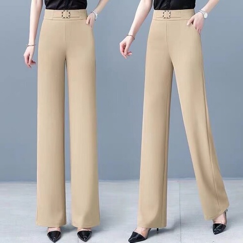 Hanging slightly wide-leg pants for women's summer new style for mom's loose slimming casual straight waist meat-covering Western-style all-matching pants