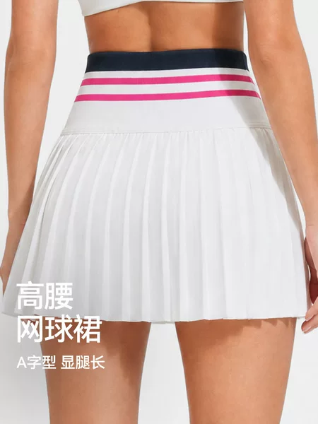 Caijue Tennis Pleated Skirt for Women, Badminton Sports Short Skirt with Built-In Lining, Pockets, Anti-Exposure, Faux Two-Piece Skirt