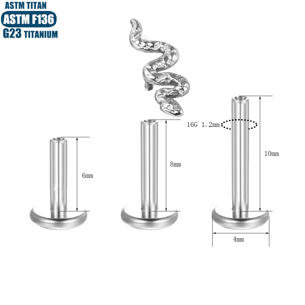 Silver pointed spike labret stud material detail