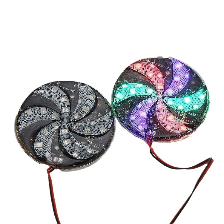 Motocicleta modificada cubierta de arce flash LED multicolor 12 luz de freno de automóvil eléctrico rueda de fuego luz multicolor